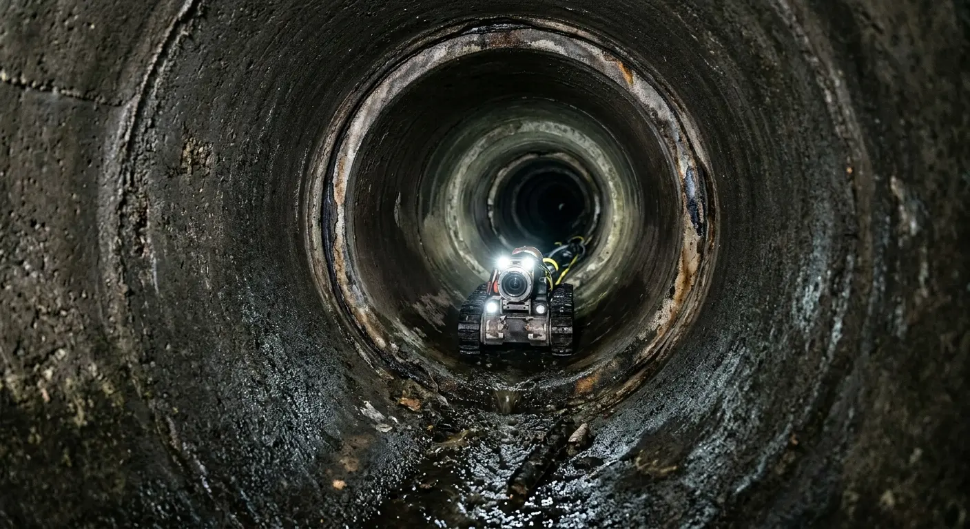 Robotic sewer camera inspecting pipe interior for Sewer Line Repair in Olmsted Falls